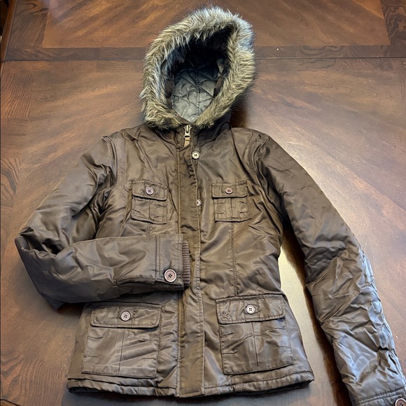 Garage Brown Ski & Snow Jacket with Faux Fur Hood - Picture 1 of 3